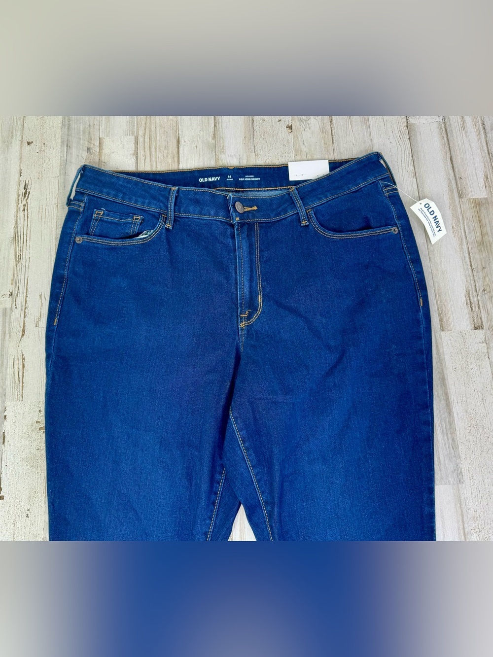 Old Navy Jeans Womens 14S Pop Icon Skinny Mid Rise Button Blue NWT - Picture 3 of 12